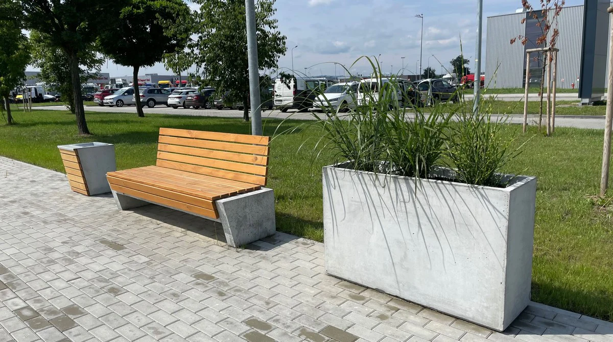 Casa Padrino banco de parque - banco urbano con respaldo natural / gris 200 cm