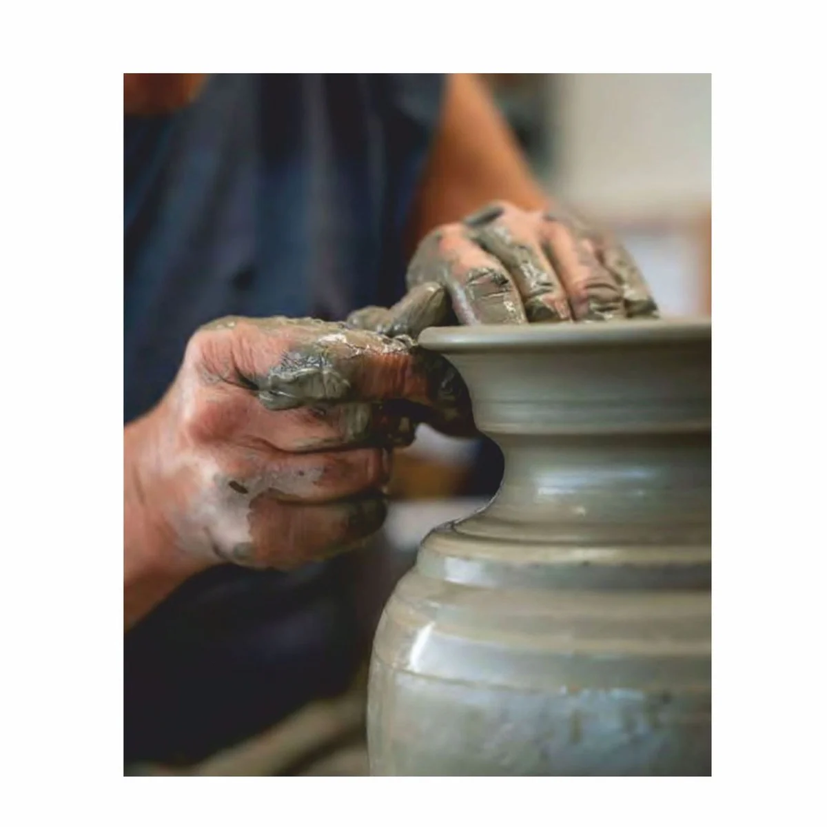 Casa Padrino Maceta Art Nouveau de Terracota Beige A. 95 cm - Hecho en Italia