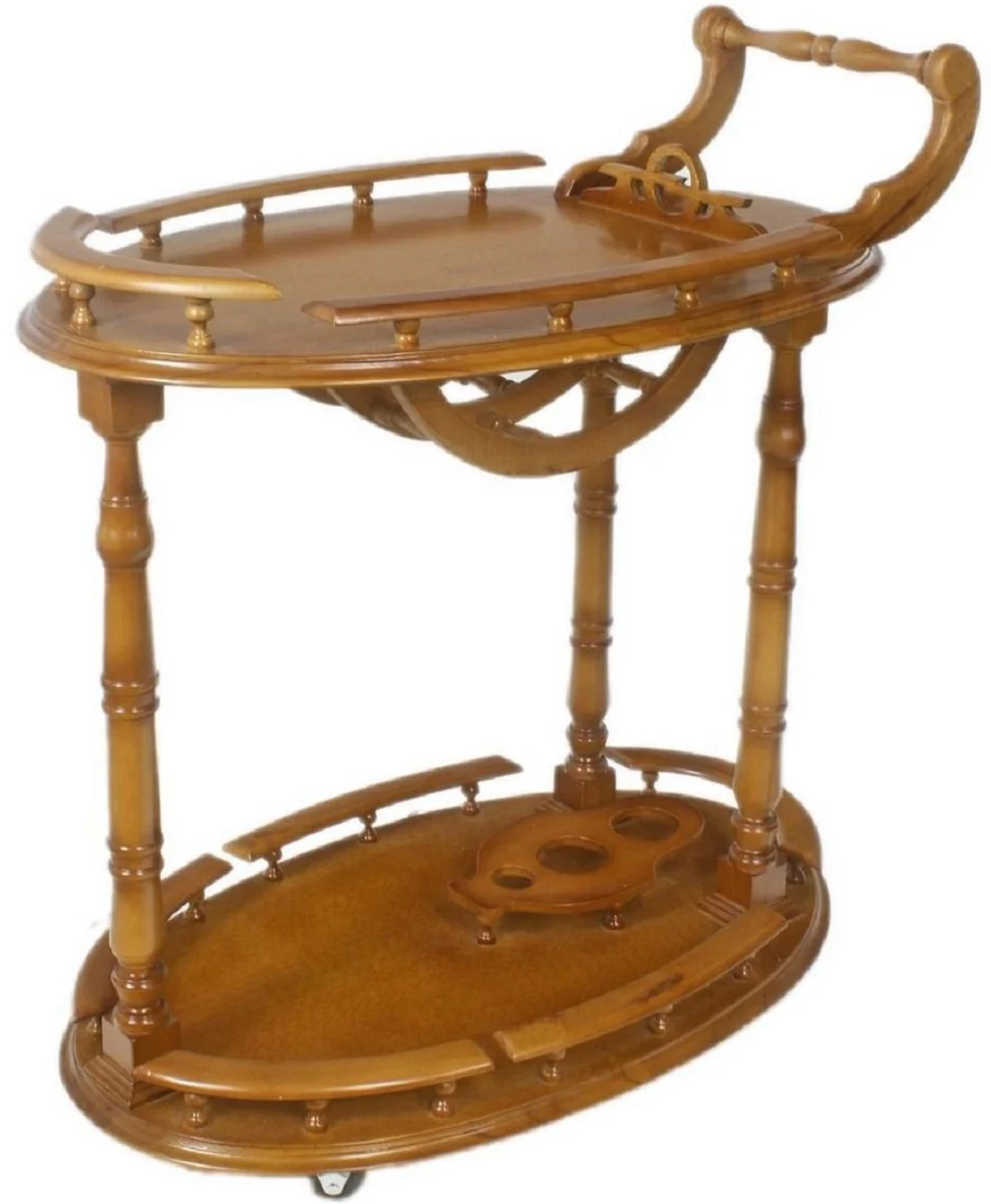 Casa Padrino carrito barroco marr¨®n 80 x 50 x A. 90 cm - Carrito de servicio de madera maciza - Accesorios de gastronom¨ªa barroco