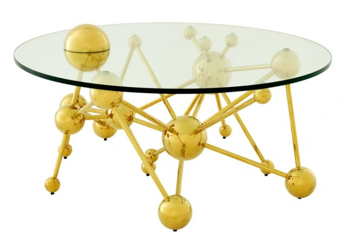 Casa Padrino luxury coffee table stainless steel / glass Gold Astronomy - Art Deco coffee table