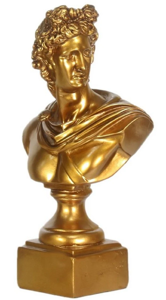 Casa Padrino Busto Barroco de César Oro 22 x 13 x H. 37 cm - Figura Decorativa en Estilo Barroco