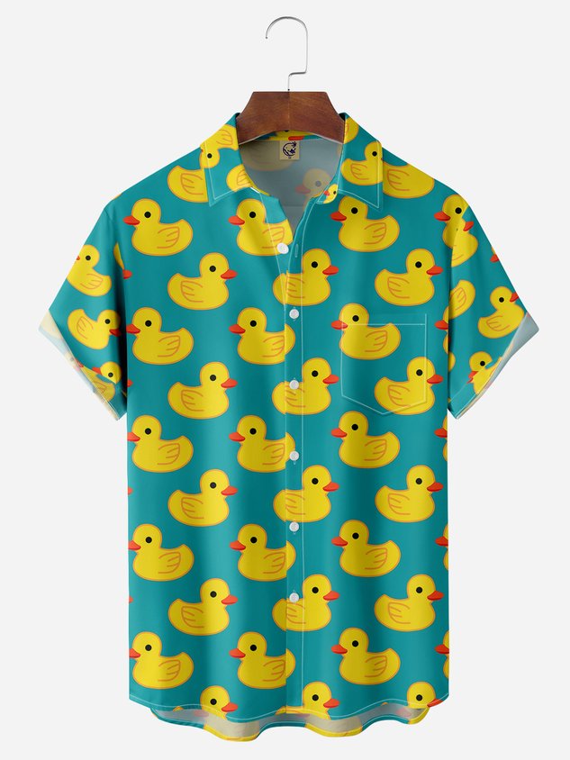 Ducks Chest Pocket Short Sleeve Hawaiian Shirt