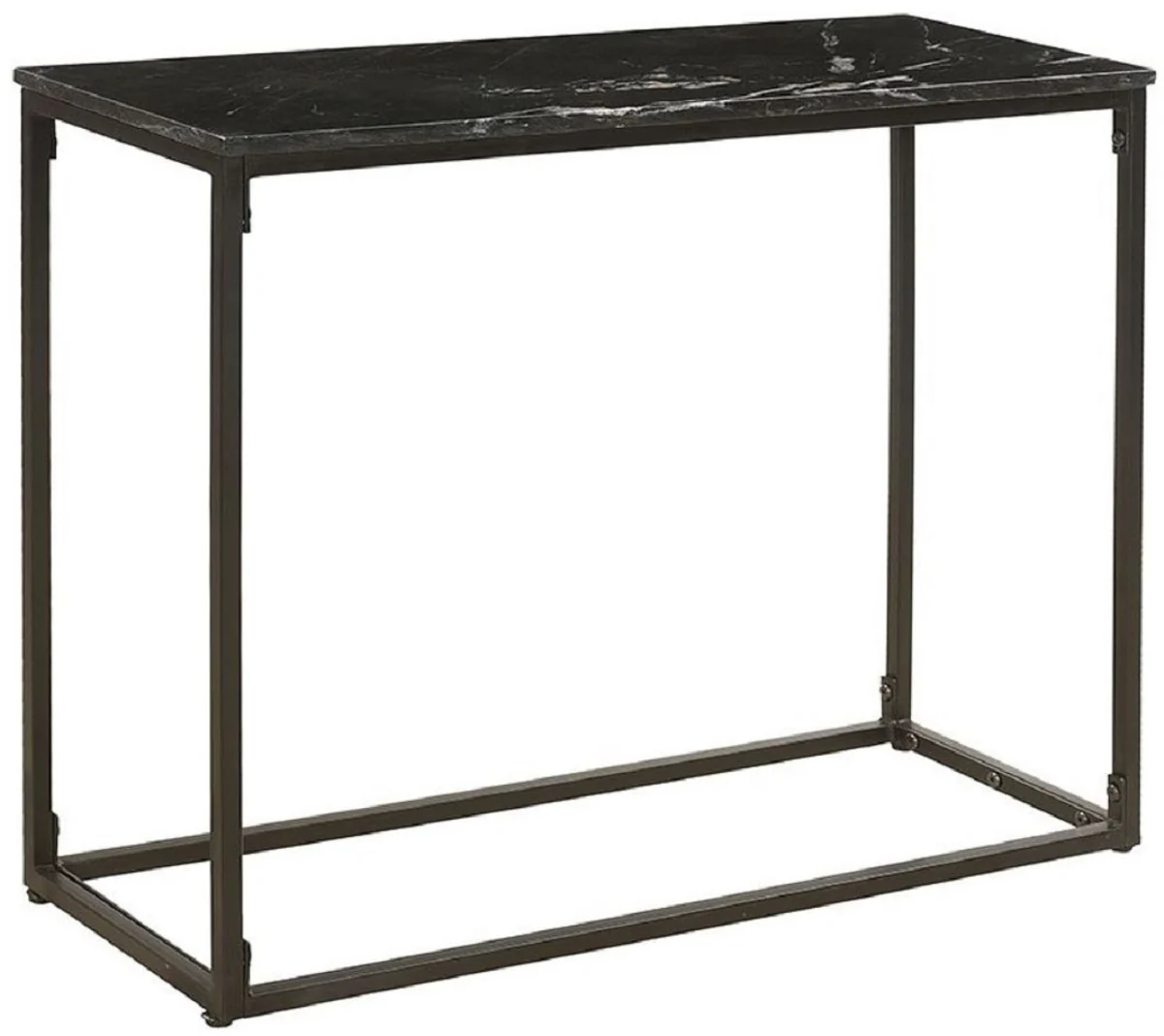 Casa Padrino consola de lujo negro 100 x 35 x A. 75 cm - Consola de metal con tapa de m¨¢rmol - Muebles de sal¨®n - Muebles de lujo