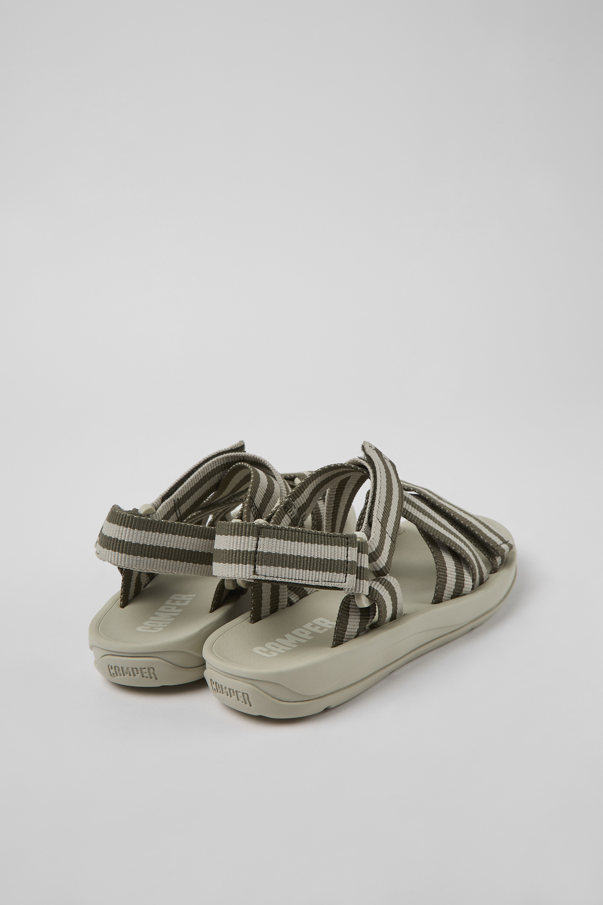 Match - Gray and green textile sandals for women