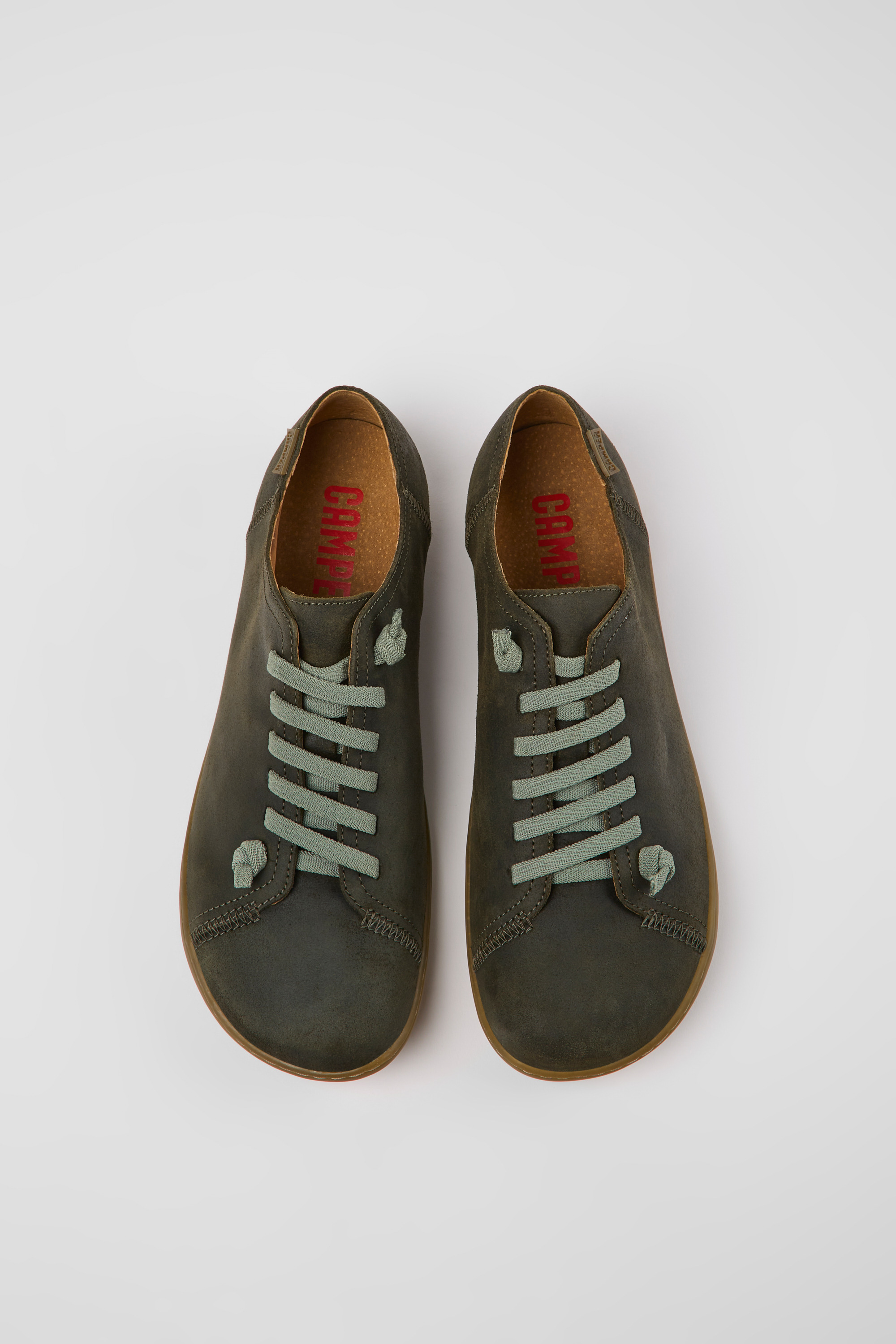 Peu - Green-gray nubuck shoes for men