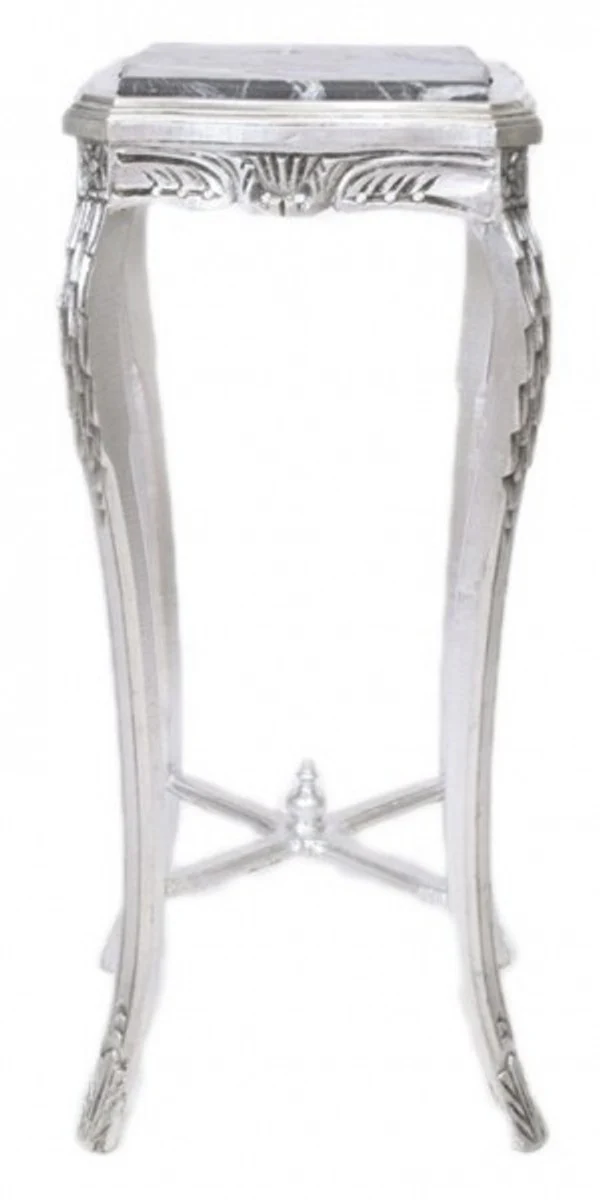 Casa Padrino Baroque table with marble top Square High Silver H 70 x 50 x 50 cm - antique style