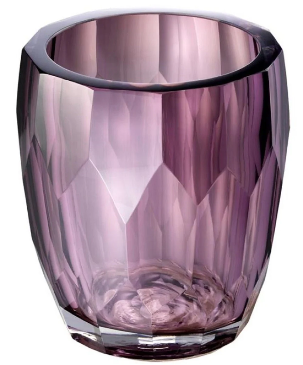 Casa Padrino jarrón de vidrio decorativo de lujo púrpura Ø 12 x H. 14 cm - Calidad de Lujo