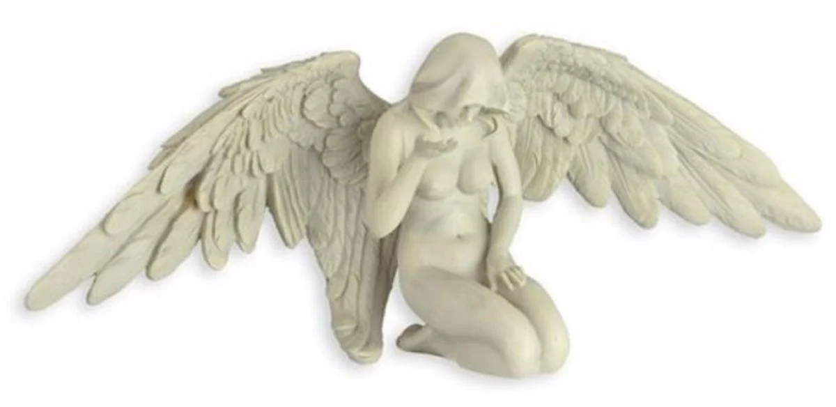 Casa Padrino figura decorativa de resina ángel crema 37,6 x 13,2 x A. 13,8 cm - Elegante escultura decorativa de resina sintética - Decoración de escritorio - Decoración de salón