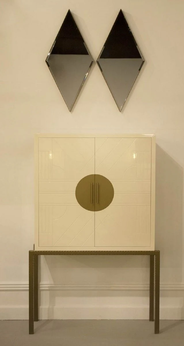 Casa Padrino armario bar de dise?o crema / lat¨®n 120 x 40 x A. 190 cm - Armario para vinos noble con baldosas de cer¨¢mica de alta calidad - Muebles de Bar - Muebles de Hotel - Calidad de Lujo