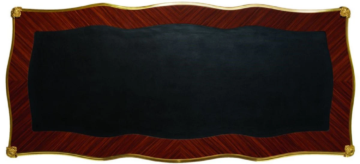 Casa Padrino escritorio barroco de lujo con 5 cajones marr¨®n oscuro / negro / oro - Magn¨ªfica mesa de oficina hecha a mano - Muebles de oficina barrocos - Calidad de Lujo - Hecho en Italia