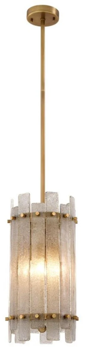 Casa Padrino Araña Latón Antiguo Ø 27 x H. 52 cm - Araña de Lujo Redondo con Vidrio Soplado