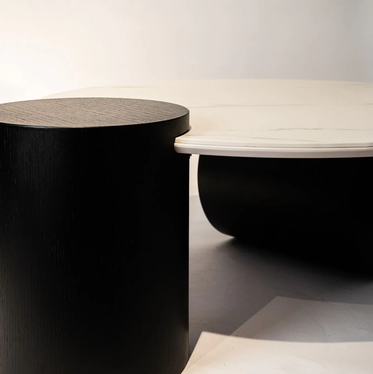 Casa Padrino mesa de centro de lujo con tablero de cer¨¢mica negro / blanco 106 cm