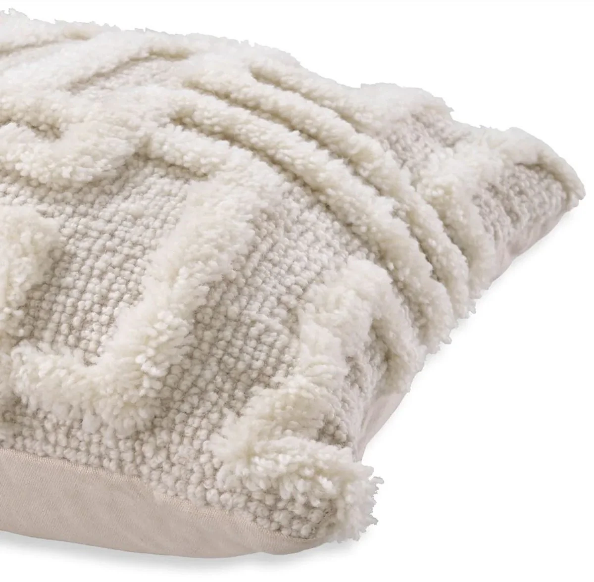 Casa Padrino cojín de lujo marfil 50 x 50 cm - Cojín decorativo de lana tejido a mano - Cojín decorativo cuadrado - Decoración de salón - Accesorios decorativos de lujo - Colección de lujo