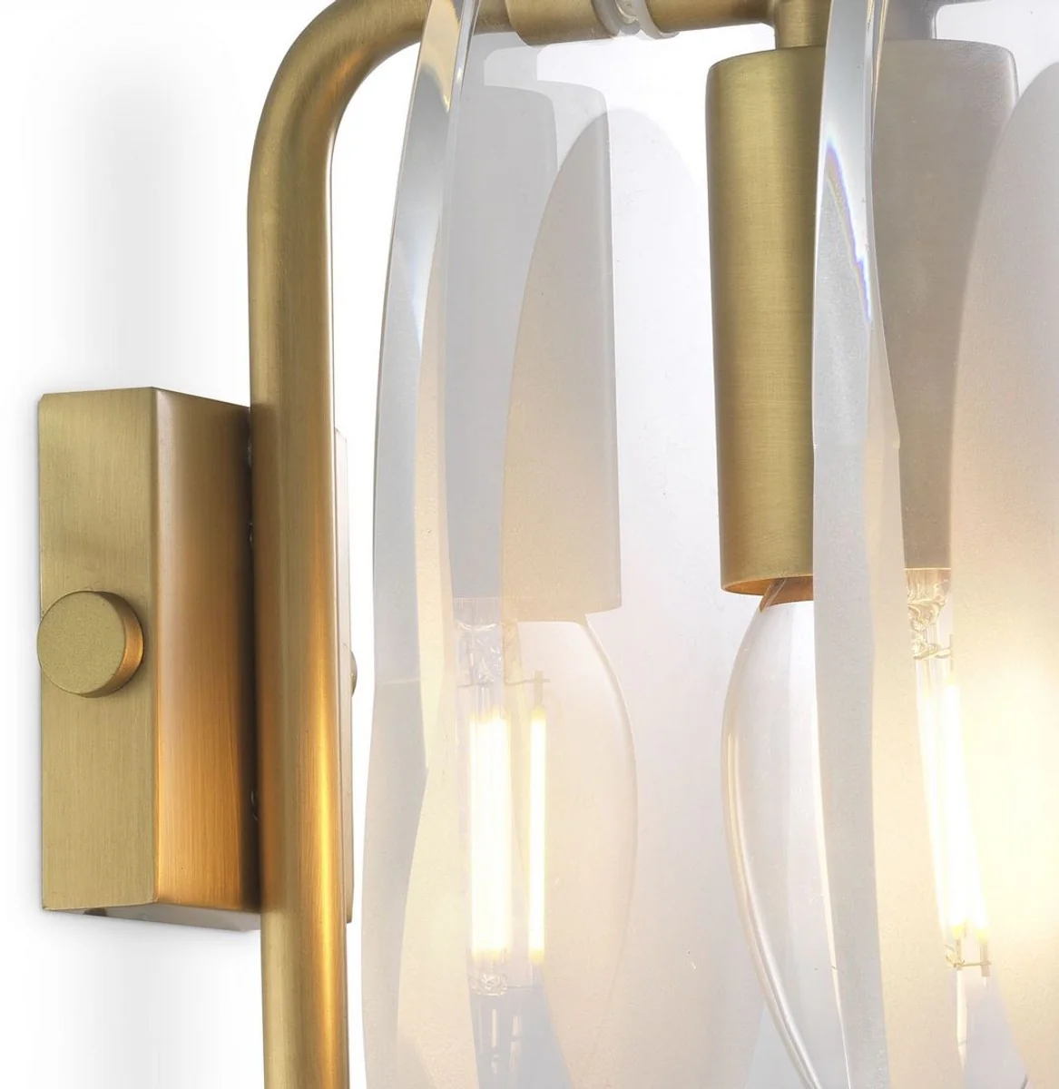 Casa Padrino lámpara de pared de lujo latón antiguo 13 x 13 x A. 22 cm - Elegante lámpara de pared de salón ovalada - Lámparas de Lujo