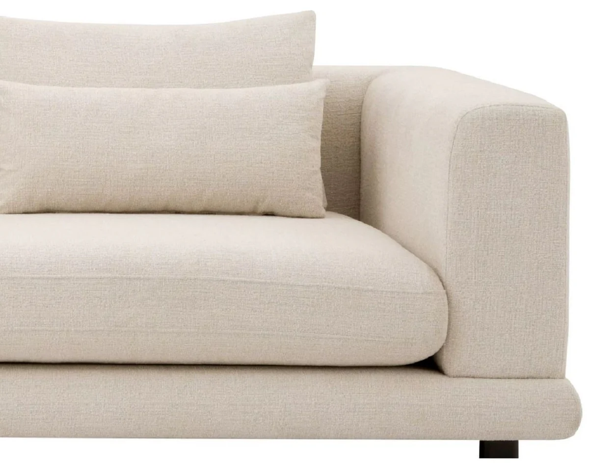 Casa Padrino sof¨¢ de lujo beige / negro 285 x 106 x A. 66 cm - Sof¨¢ de sal¨®n con cojines - Muebles de sal¨®n - Muebles de lujo - Interior de sal¨®n - Interior de lujo