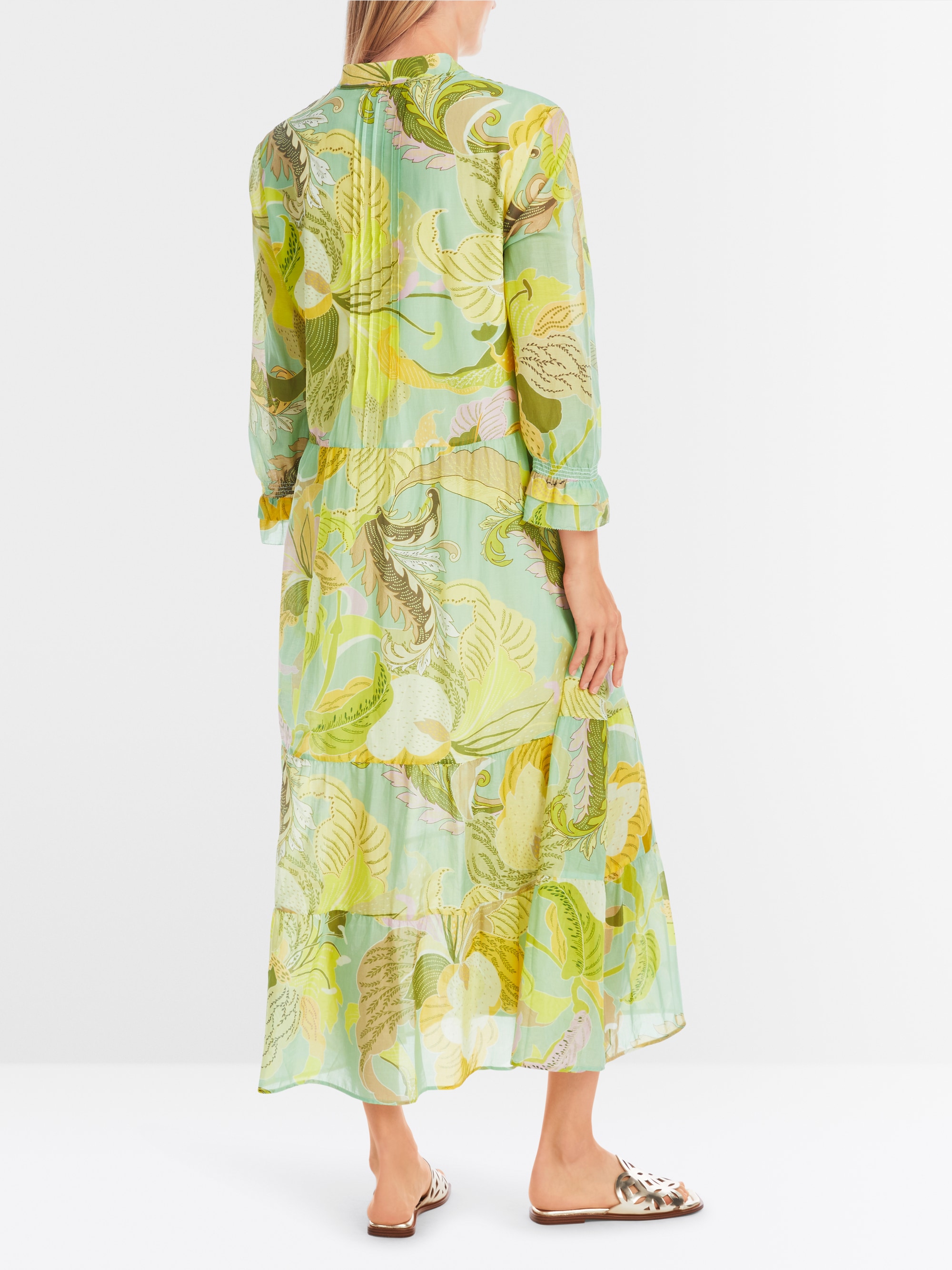 Marc-Cain Wide midi dress with leaf motif