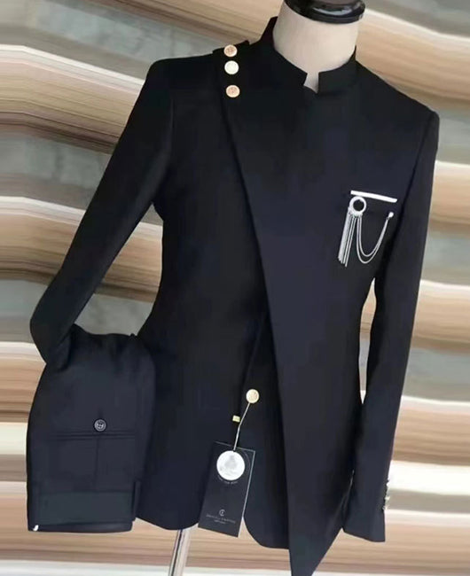 Elegant Plain Business Cocktail Party One Button Blazer & Pants 2Pcs Set