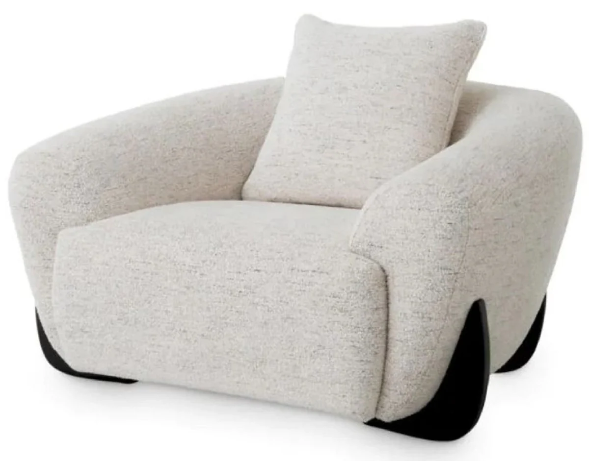 Casa Padrino sill¨®n de lujo con coj¨ªn crema blanco / negro 126 cm