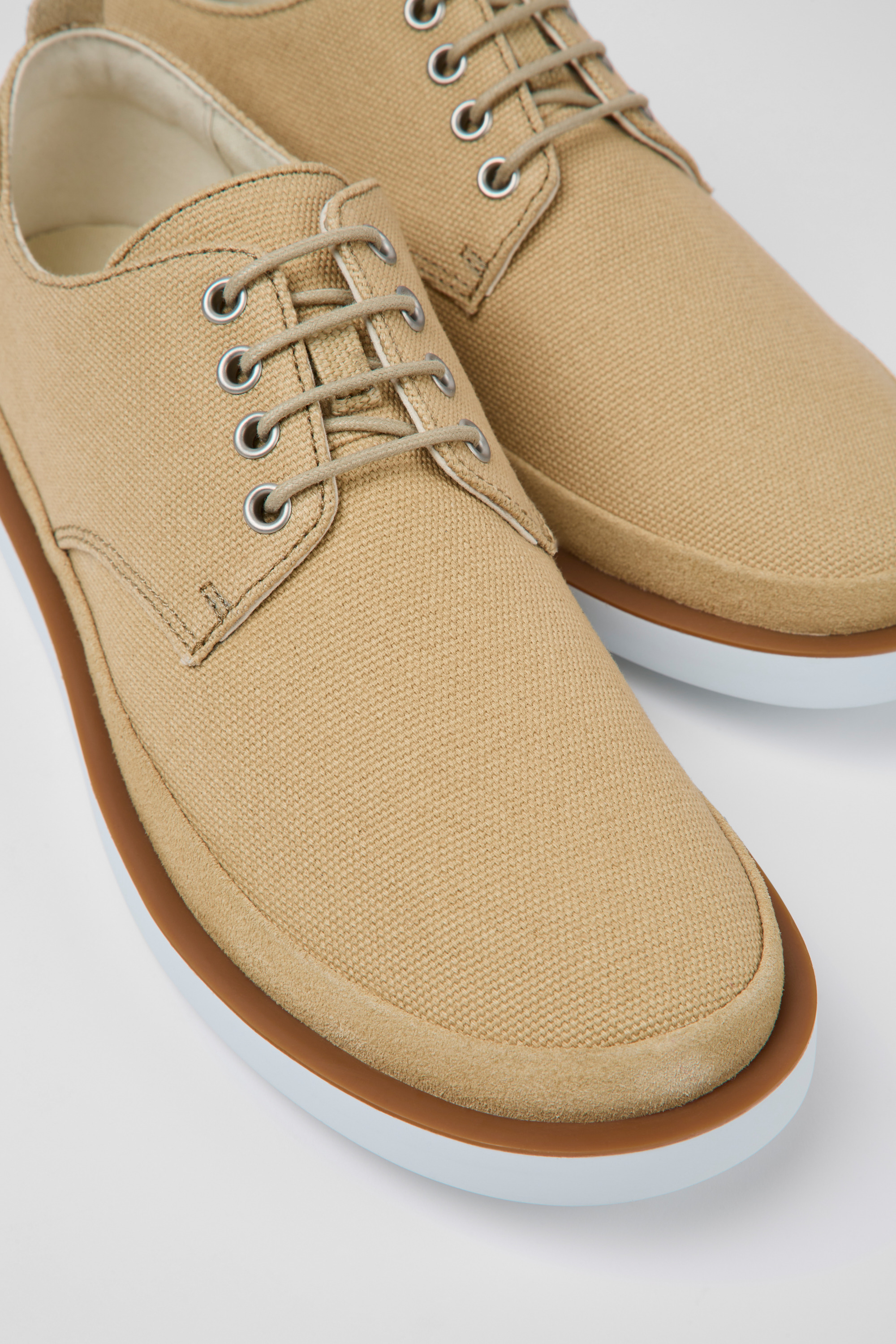 Wagon - Beige textile and nubuck shoes for men