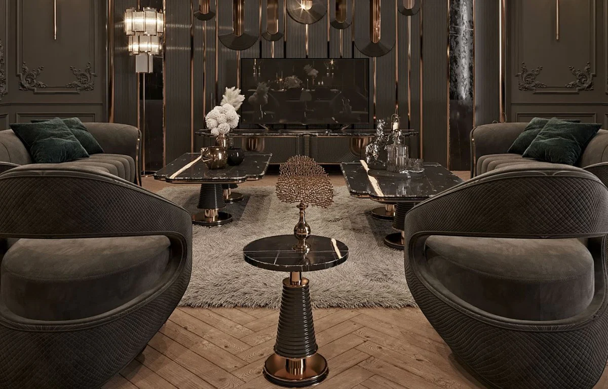 Casa Padrino sof¨¢ de lujo gris / oro 260 x 100 x A. 79 cm - Sof¨¢ de sal¨®n - Sof¨¢ de hotel - Muebles de sal¨®n - Muebles de hotel - Muebles de lujo - Interiores de sal¨®n - Interiores de lujo