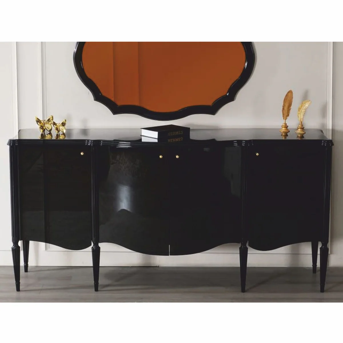 Casa Padrino Aparador Barroco de Lujo Negro 215 cm - Muebles Barrocos