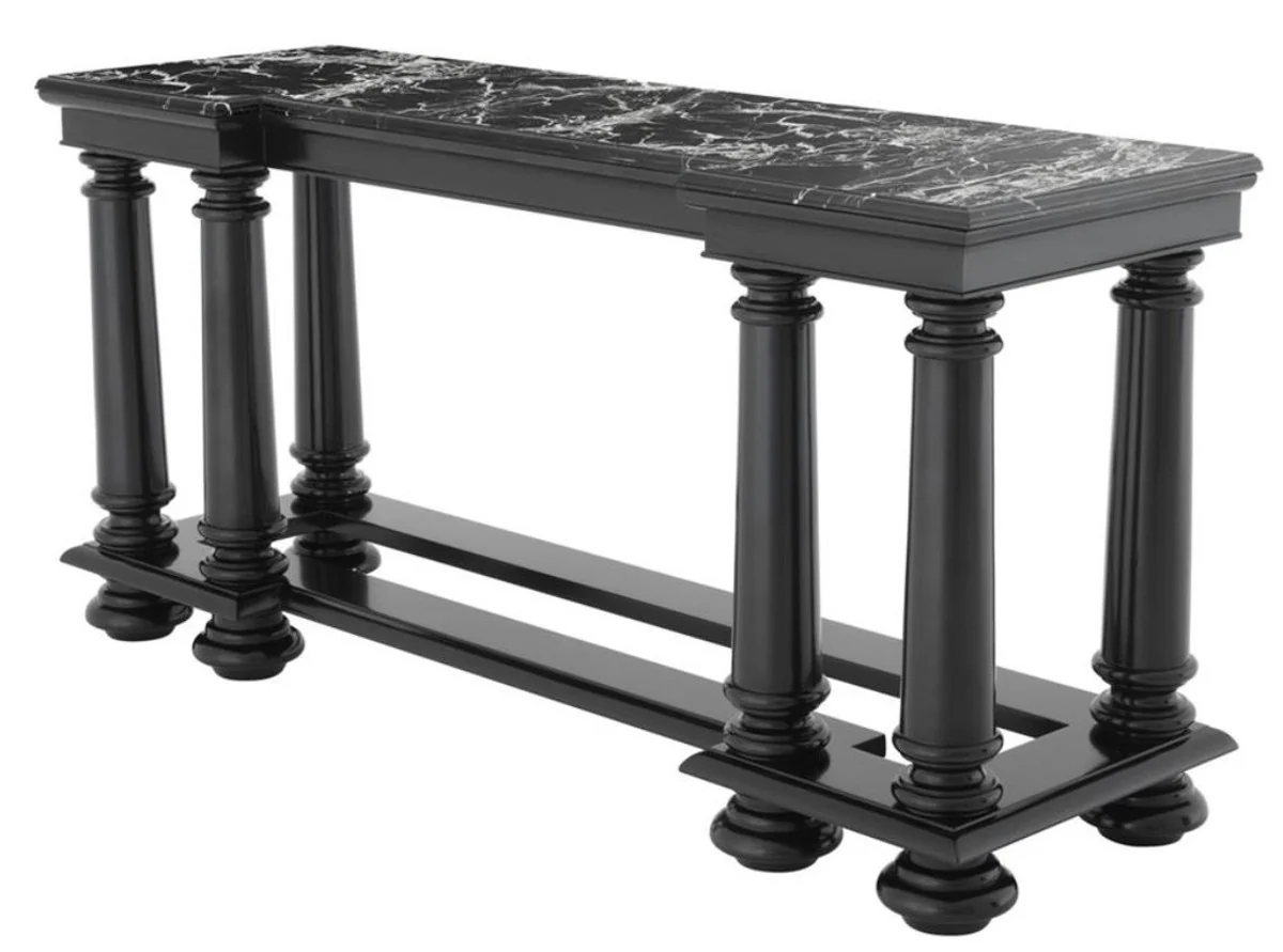 Casa Padrino mesa consola de lujo en negro con placa de mármol negro 160 x 50 x H. 79 cm - Edición Limitada