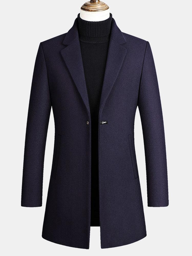 Single Breasted Notch Lapel Woolen Overcoat