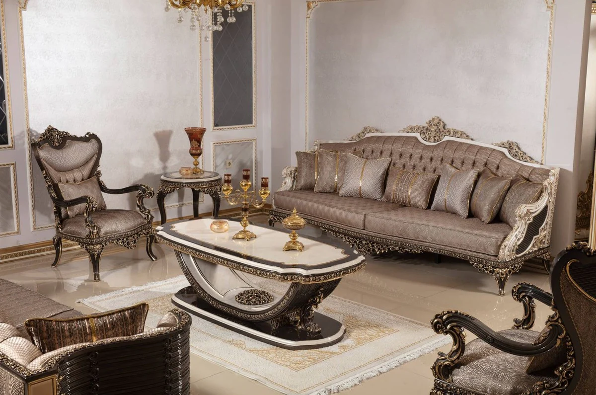 Casa Padrino mesa de centro barroco de lujo crema / marr¨®n oscuro / oro 168 cm