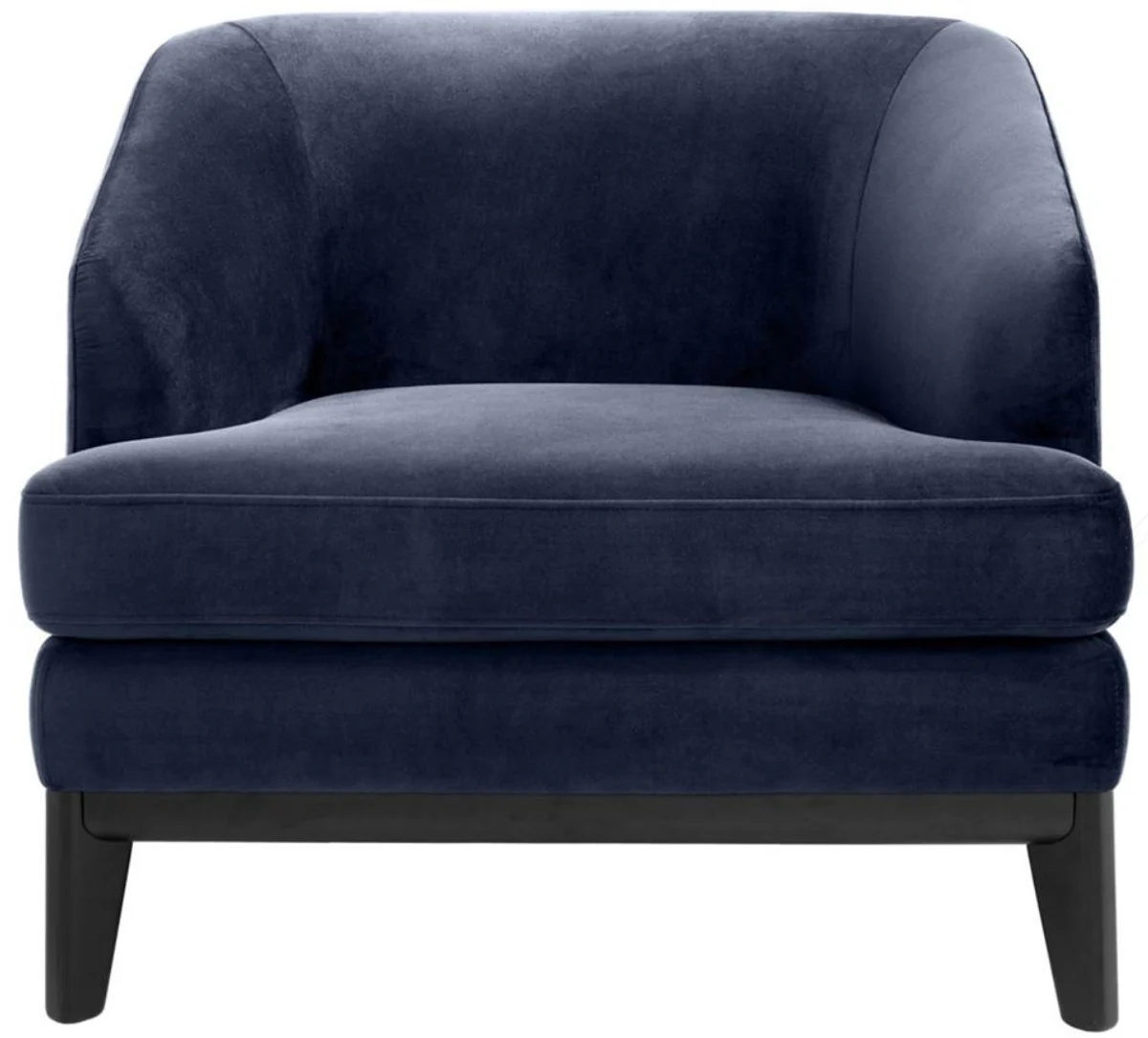 Casa Padrino Sillón de Lujo Azul Medianoche / Negro 85 x 90 x H. 75 cm - Sillón de Salón