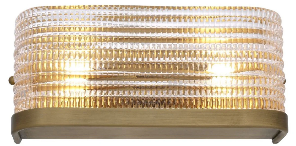 Casa Padrino lámpara de pared de lujo latón antiguo 29,5 x 11,5 x H. 12,5 cm - Lámpara de Salón con Pantalla de Vidrio