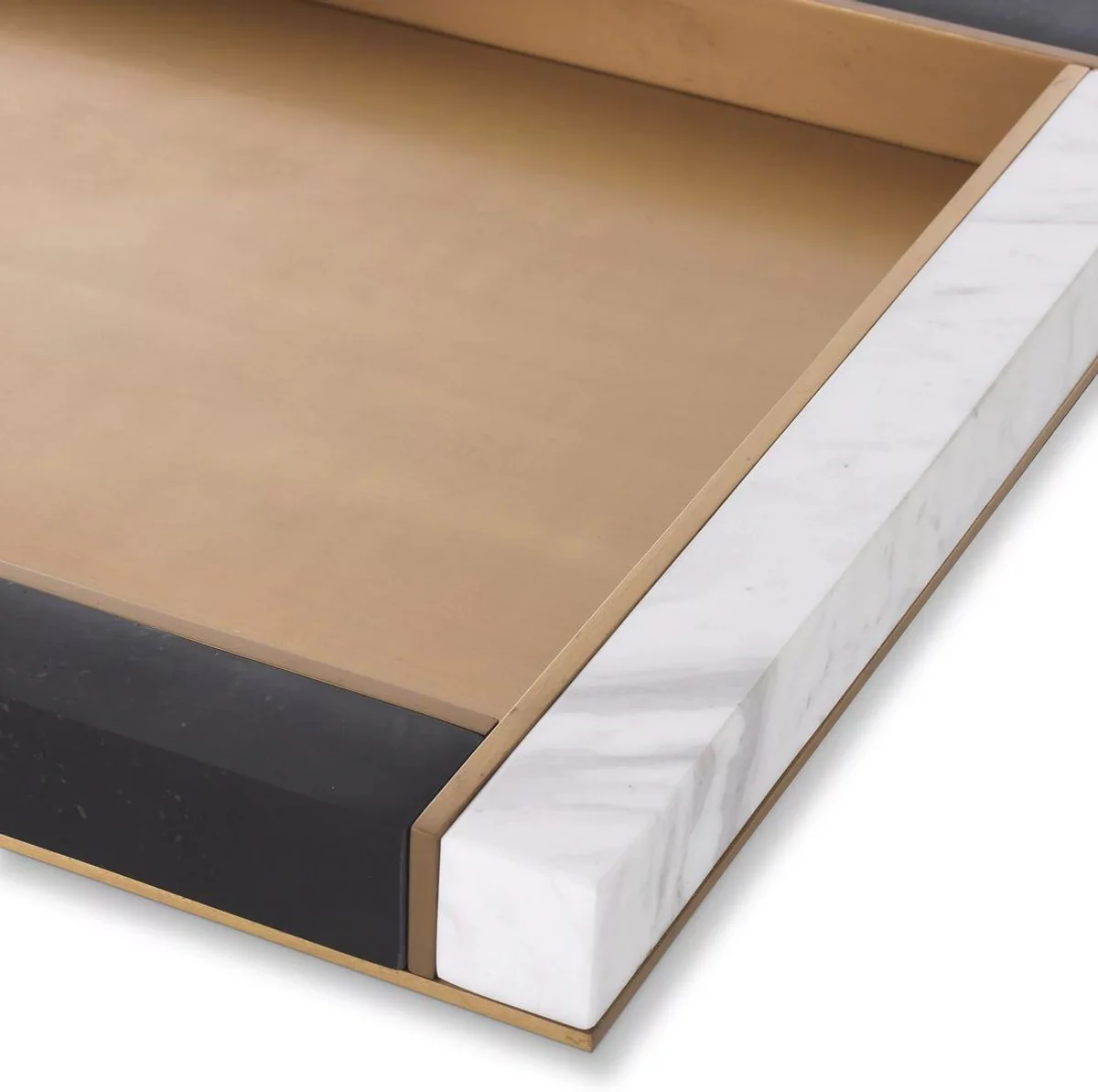 Casa Padrino bandeja de servicio de m¨¢rmol de lujo negro / blanco / lat¨®n antiguo 60 x 40 x A. 4 cm - Accesorios gastronomia - Accesorios restaurante - Accesorios hotel - Accesorios de lujo