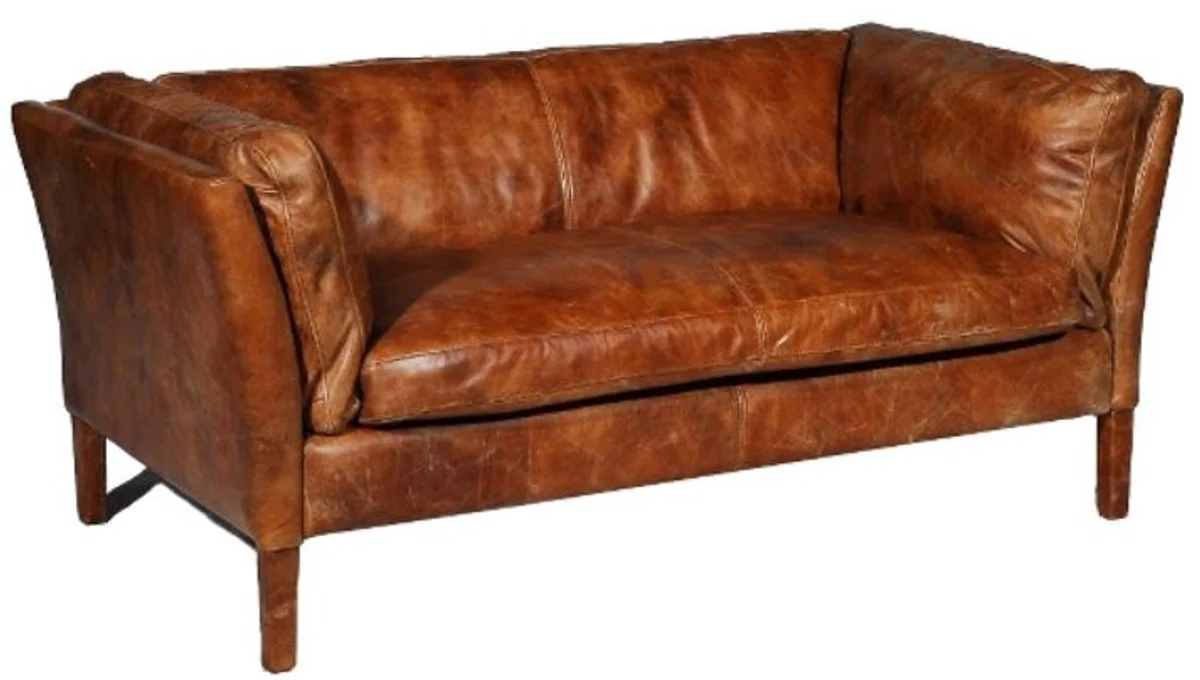 Casa Padrino luxury sofa vintage brown 182 x 83 x H. 70 cm - Genuine Leather Furniture