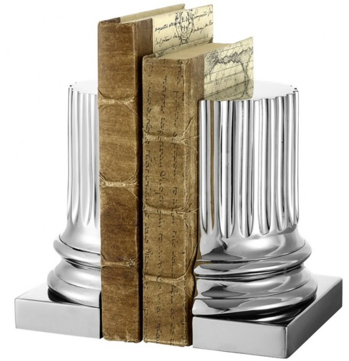 Casa Padrino luxury Bookend Set columns Nickel Finish - Bookend - Book End Bookends