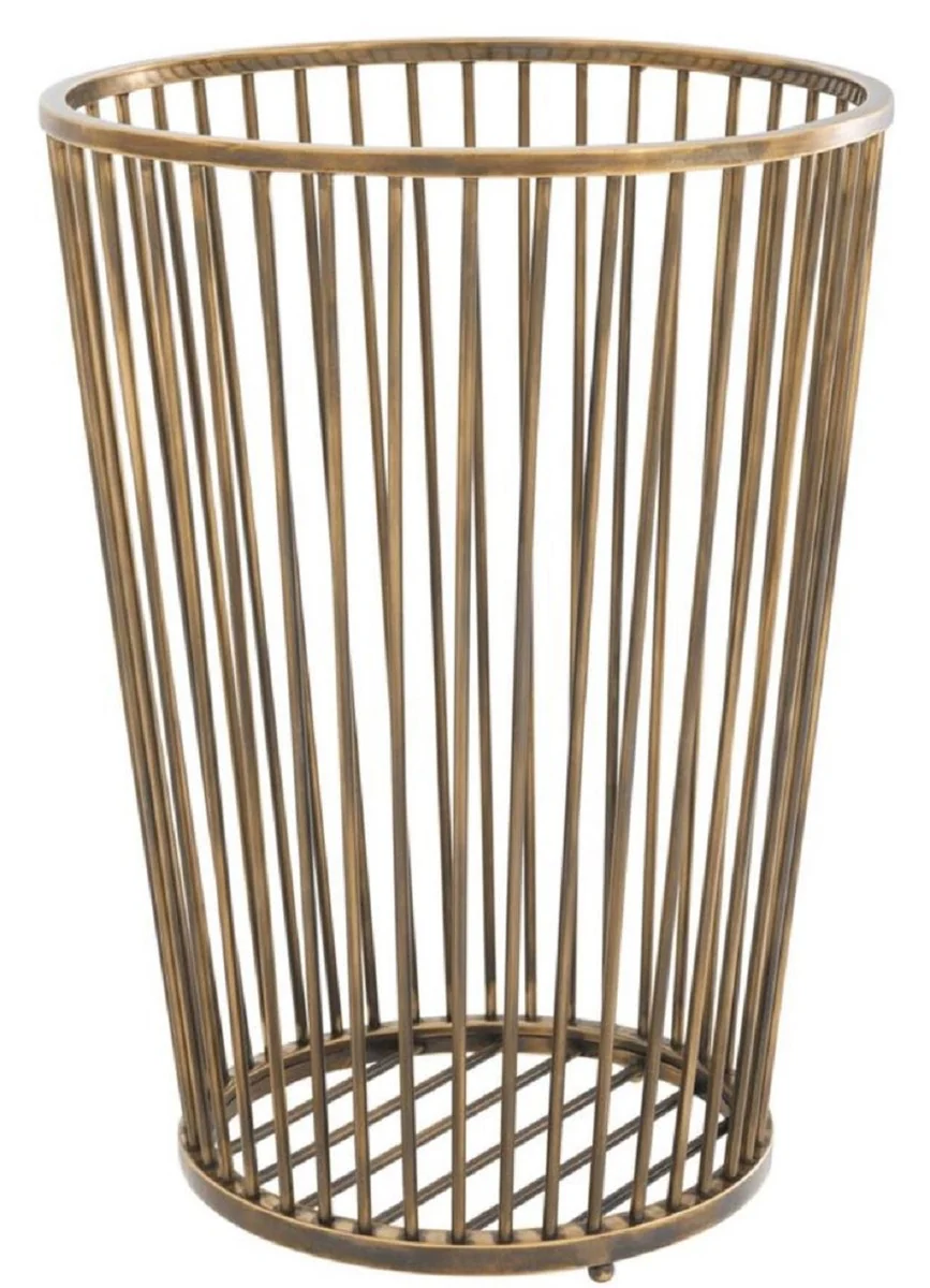 Casa Padrino cesta de ropa de lujo de acero inoxidable lat¨®n vintage ? 30 x H. 40,5 cm - Accesorios de Ba?o de Lujo