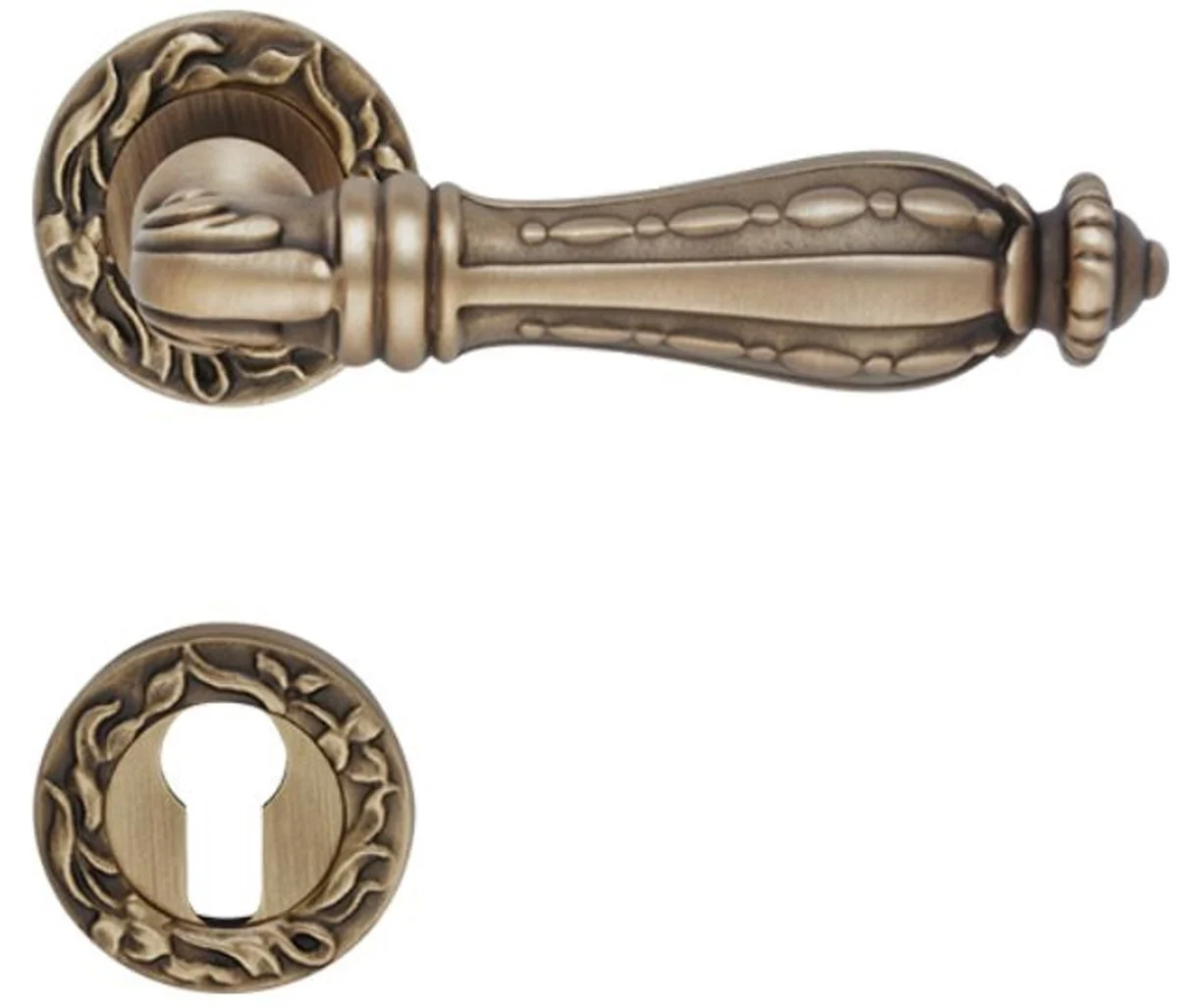 Casa Padrino conjunto de manija de puerta barroco latón patinado 15,1 x H. 5,3 cm - Muebles de Estilo Barroco