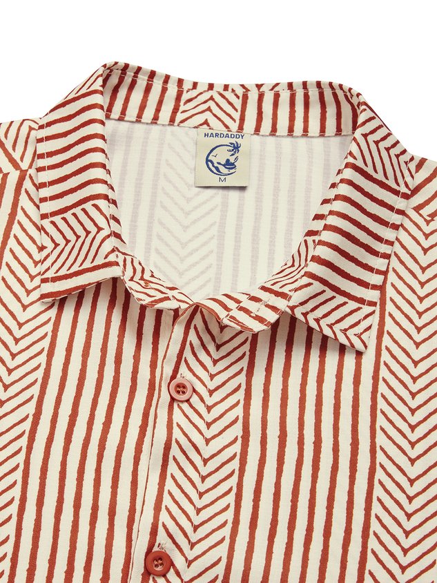 Shirts For Father Retro Striped Chest Pocket Short Sleeve Shirt