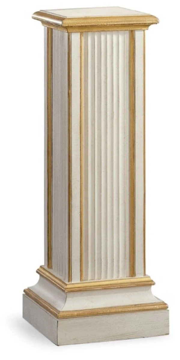 Casa Padrino columna barroco de lujo blanco antiguo / oro antiguo - Columna decorativa de madera maciza hecha a mano - Muebles de hotel - Muebles de sal¨®n - Calidad de lujo - Hecho en Italia
