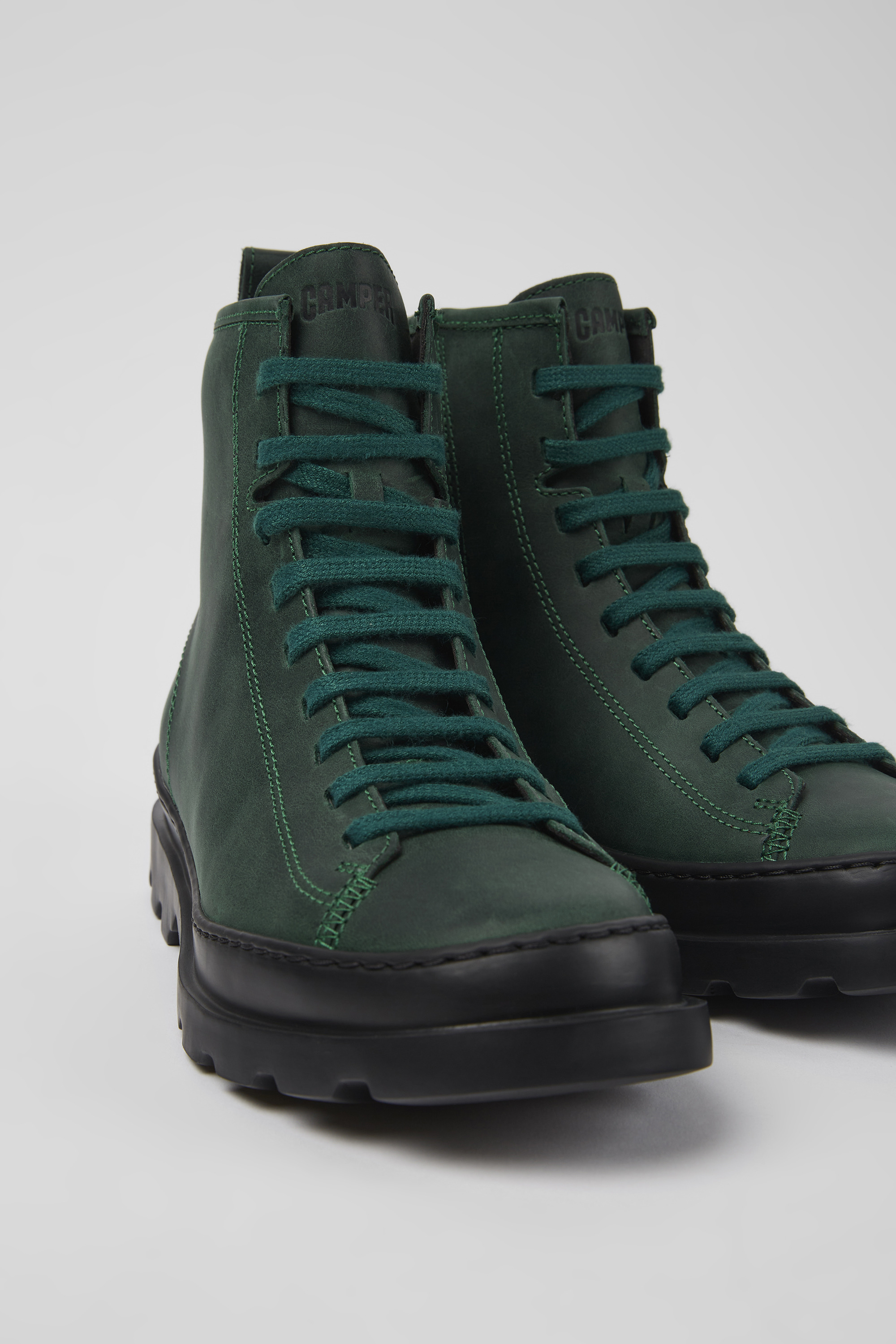 Brutus - Green nubuck lace-up boots for women