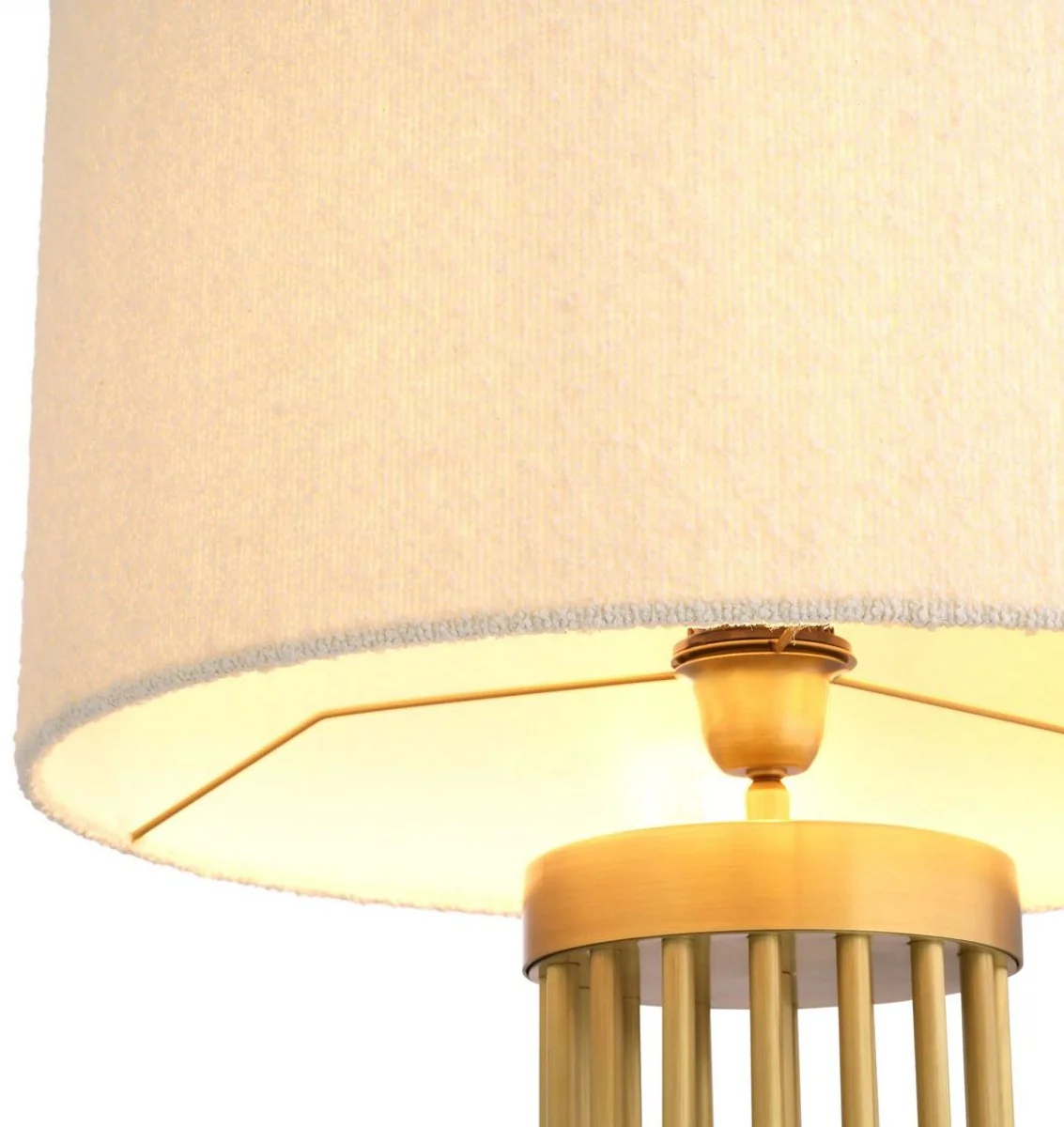 Casa Padrino lámpara de mesa de lujo latón antiguo / negro / blanco Ø 45 x A. 83 cm - Lámpara de escritorio moderna de metal con base de mármol y pantalla redonda - Lámpara de salón