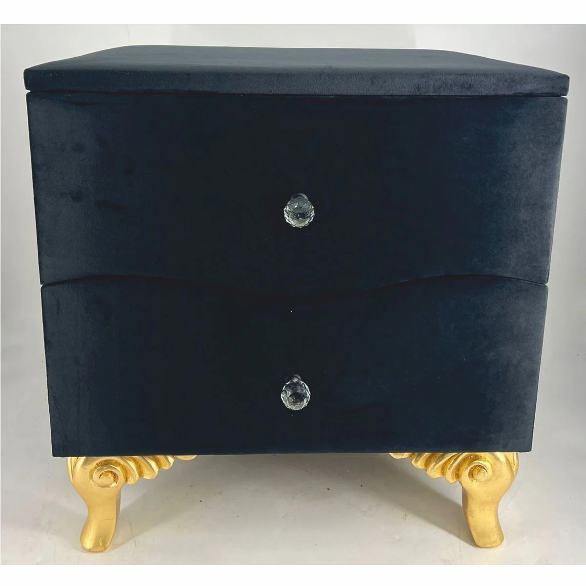 Casa Padrino mesita de noche barroco con 2 cajones negro / oro - Muebles de dormitorio de estilo barroco