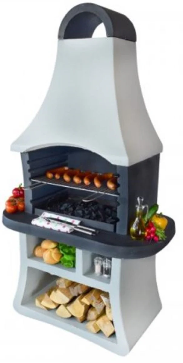 Casa Padrino barbacoa de jard¨ªn de lujo blanco / gris 98 x 58 x A. 177 cm