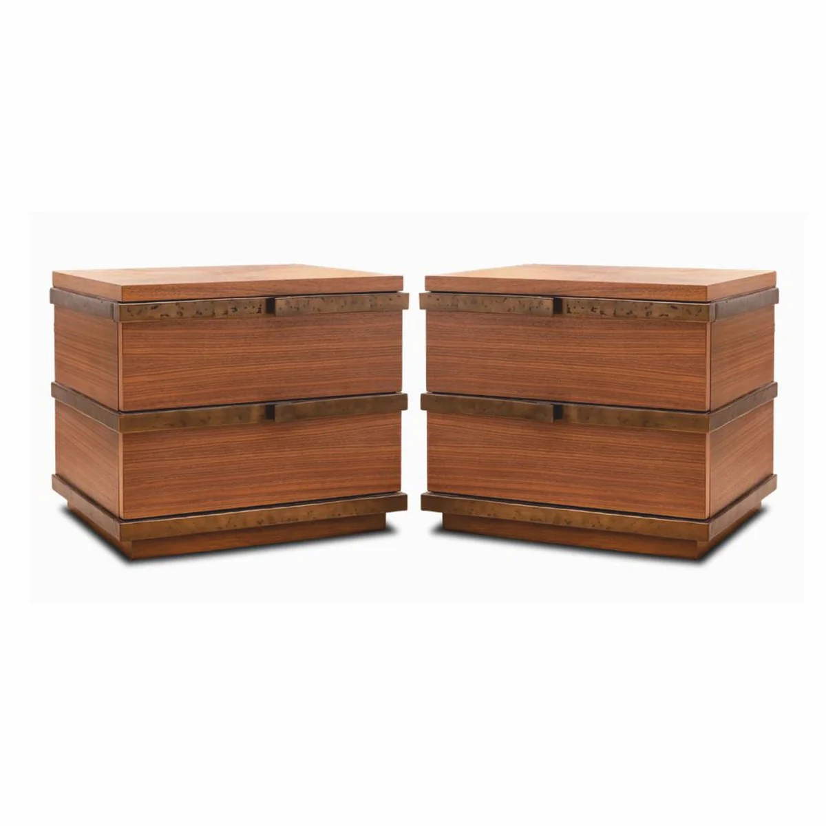 Casa Padrino conjunto de mesita de noche de lujo marr¨®n / bronce - Muebles para hoteles y dormitorios