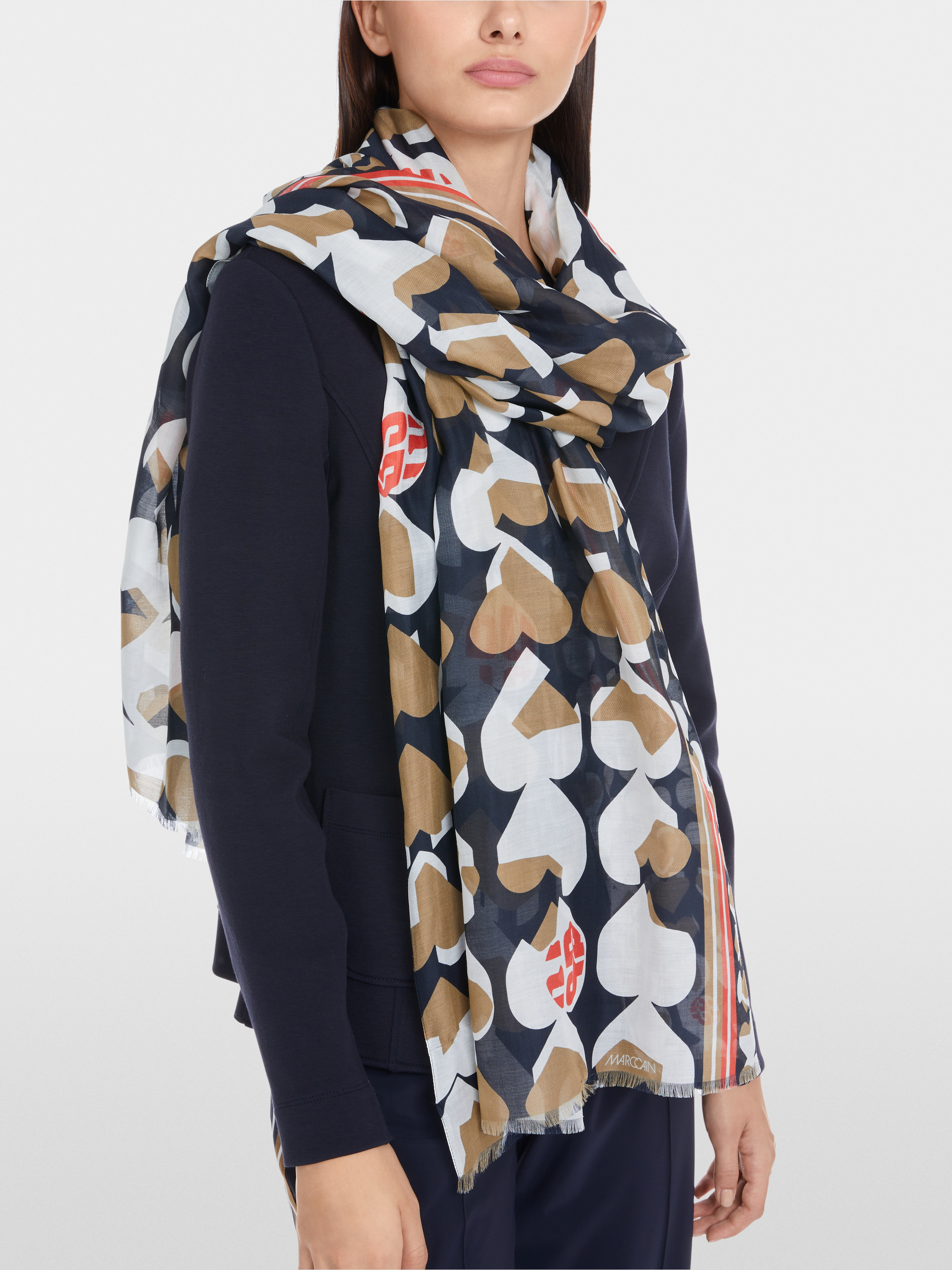 Marc-Cain Airy scarf with Heartbreaker motif