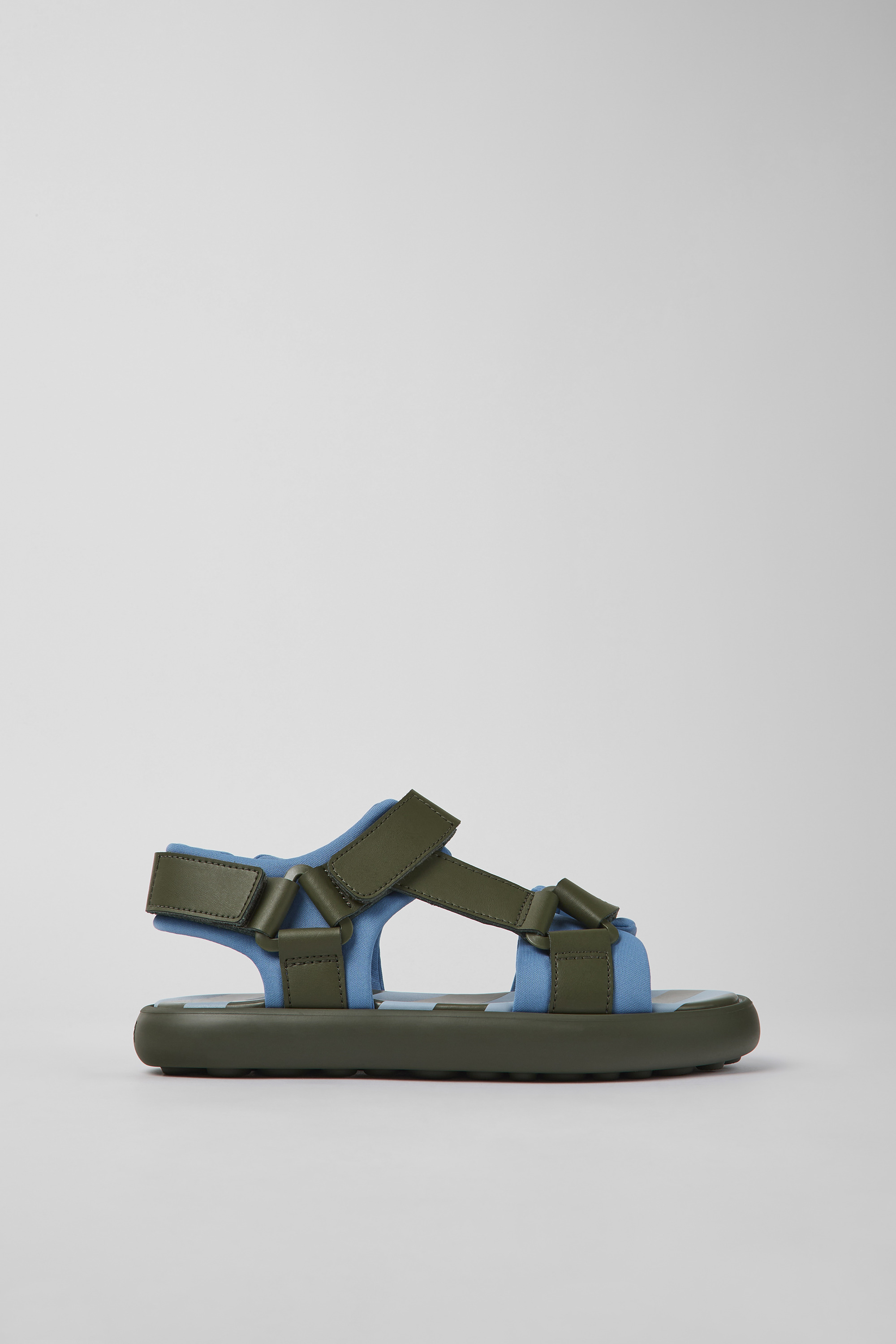 Pelotas Flota - Green and blue leather and textile sandals for women