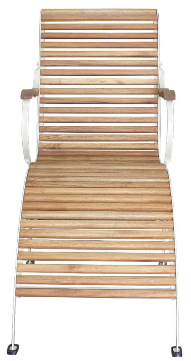 Casa Padrino silla de jardín Art Nouveau de lujo con reposabrazos y reposapiés marrón / crema 125 x 56 x A. 91 cm - Silla de jardín y terraza - Muebles de Jardín y Terraza Art Nouveau