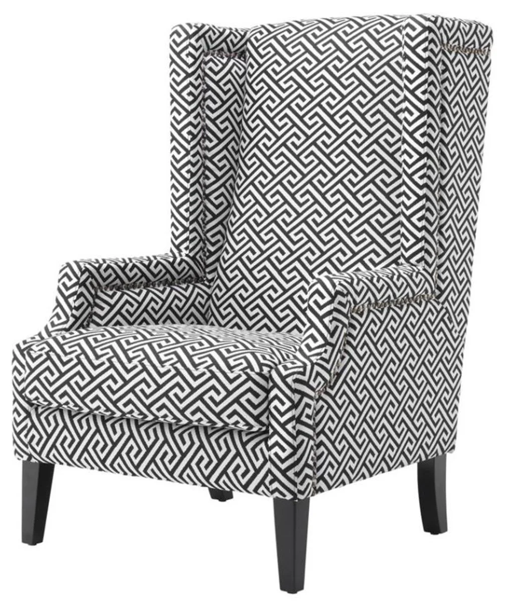 Sillón de diseño Casa Padrino negro / blanco - oídos butaca de lujo