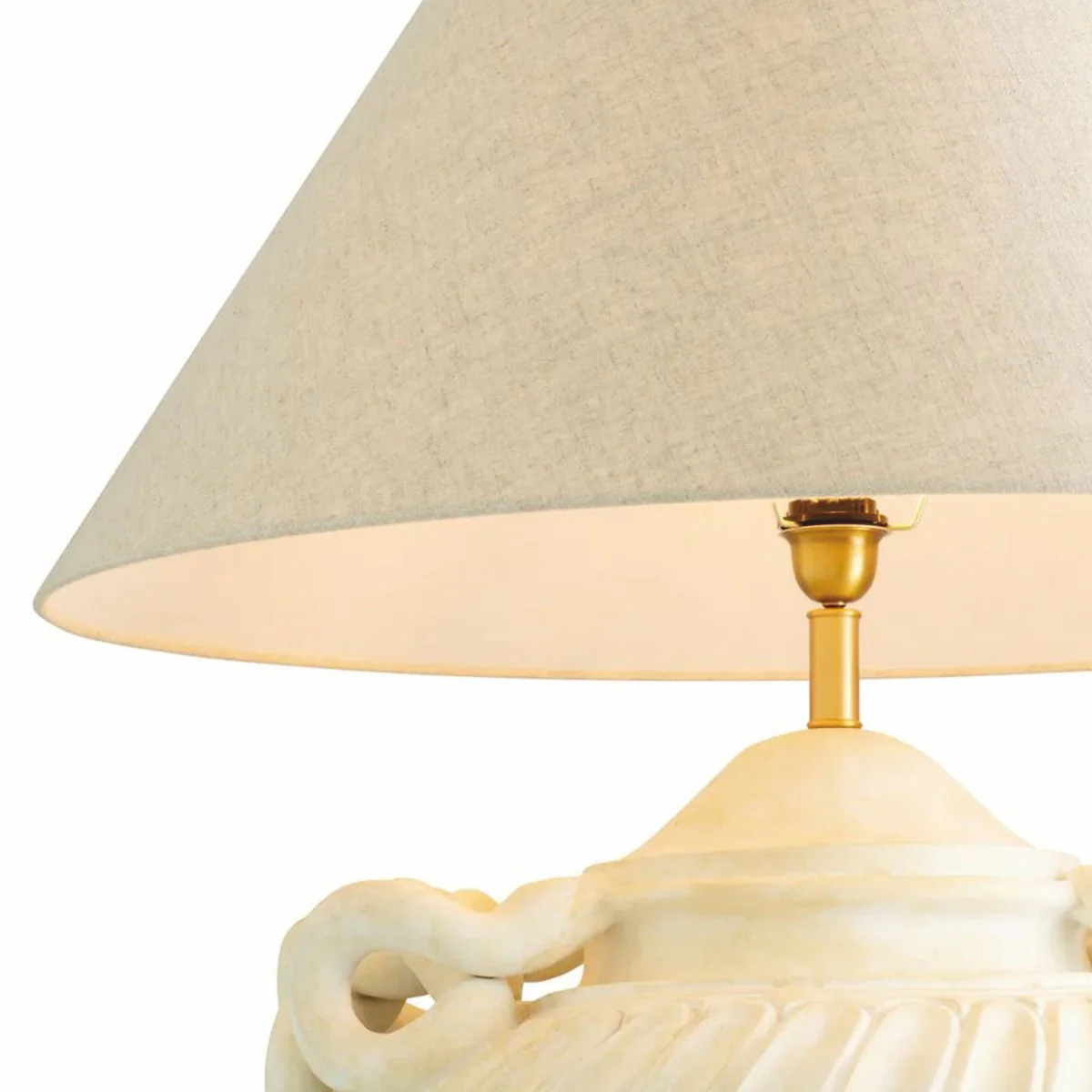 Casa Padrino l¨¢mpara de mesa barroco de lujo blanco antiguo / lat¨®n / crema ? 80 x A. 97 cm