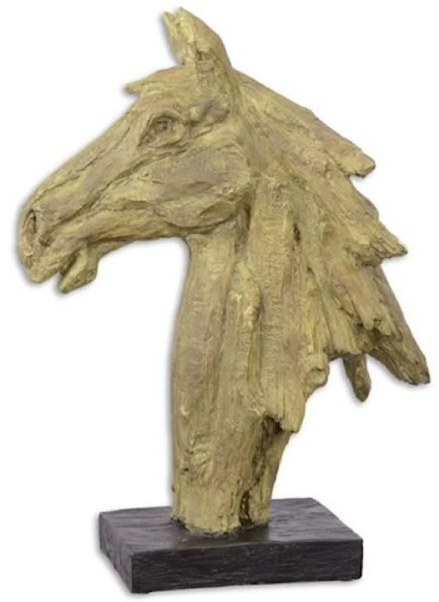 Casa Padrino escultura decorativa de resina sintética cabeza de caballo beige / negro 16 x 37,1 x A. 49,6 cm - Figura Decorativa - Decoración de Escritorio