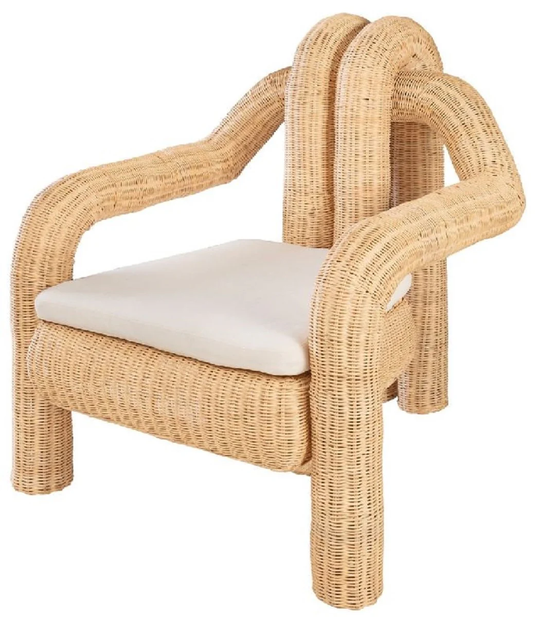 Casa Padrino sill¨®n de rat¨¢n de lujo con cojin natural 82,5 x 92 A. 95 cm - Sill¨®n de sal¨®n - Sill¨®n de hotel - Muebles de sal¨®n - Muebles de hotel - Muebles de lujo - Muebles de rat¨¢n