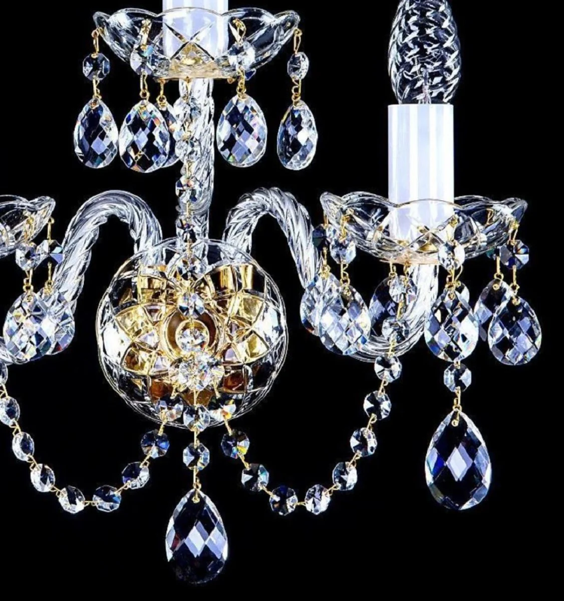 Casa Padrino lámpara de pared de cristal barroco de lujo oro 34 x 17 x A. 38 cm - Magnífico lámpara de pared con cristal de Bohemia - Apliques barrocos